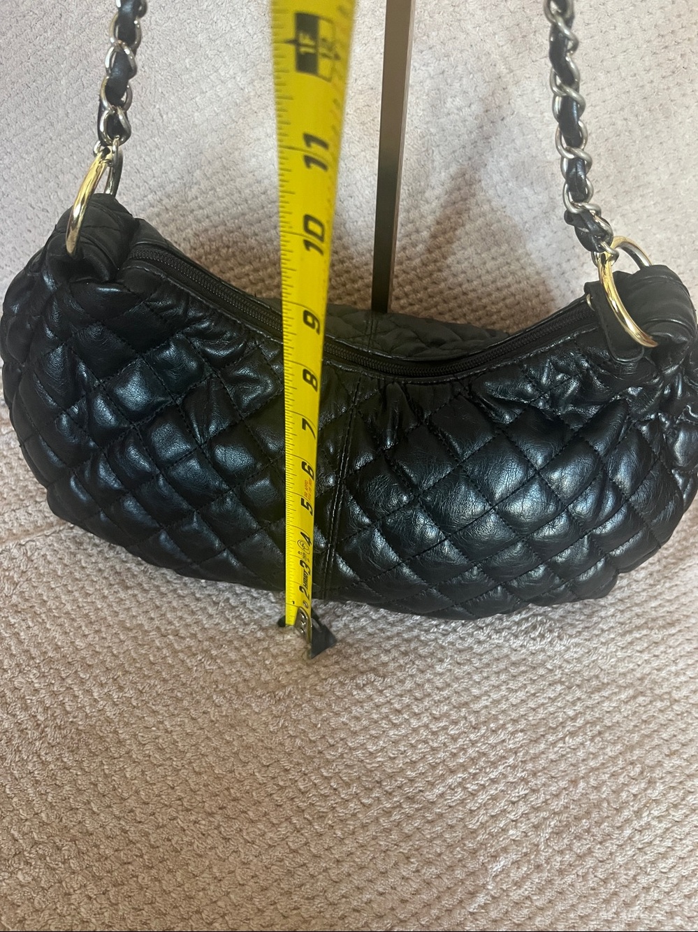 Cato Quilted Black Leather Shoulder Handbag - Picture 7 of 8